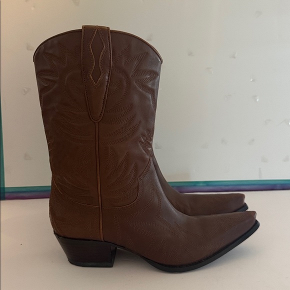 Guess Brown Heeled Cowboy Boots - Picture 6 of 7